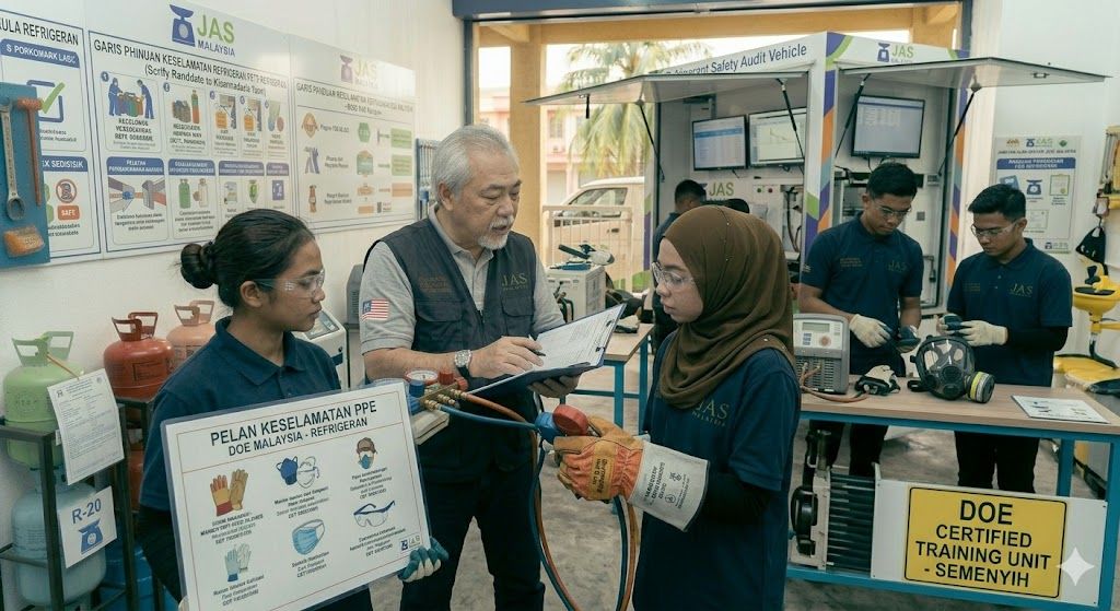 refrigerant handling PPE safety standards Malaysia DOE