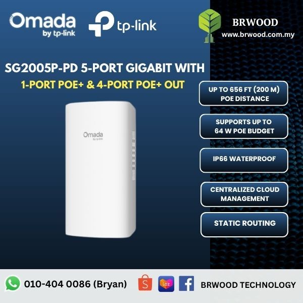 OMADA TP-LINK SG2005P-PD: Omada Access 5-Port Gigabit Switch with 1-Port PoE++ in and 4-Port PoE+ out