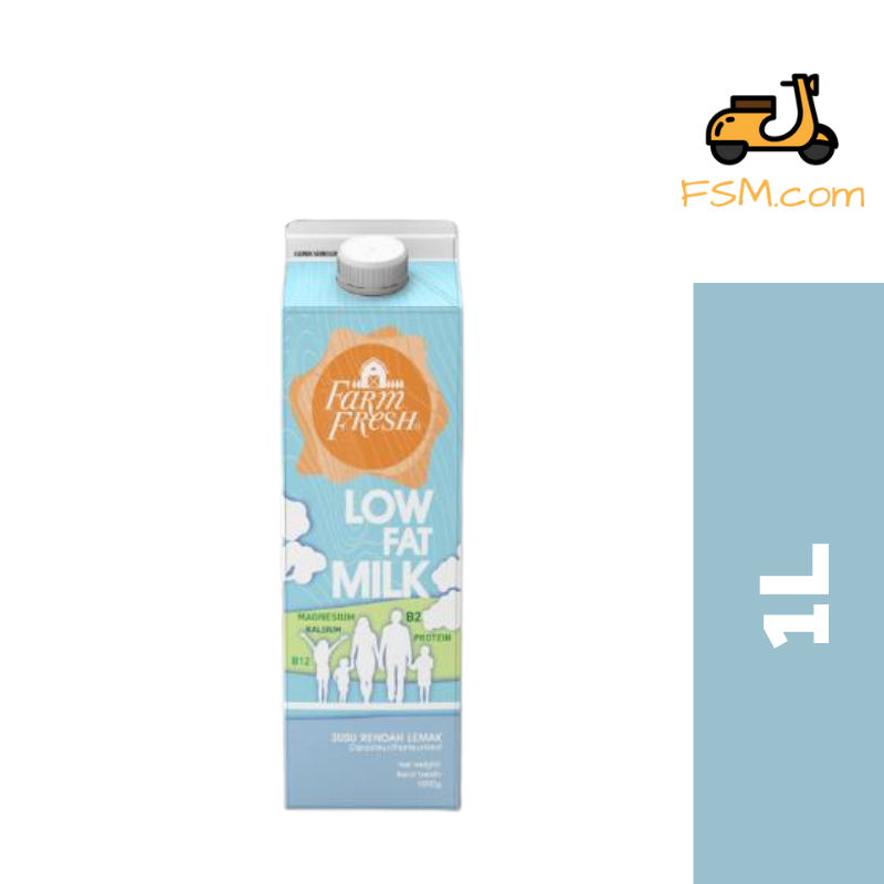 Farm Fresh Pasteurized Low Fat Milk 1L With Spout (12packets)