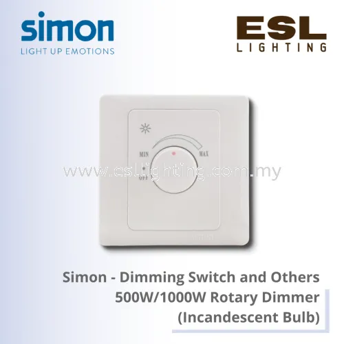 [DISCONTINUE] SIMON 50 SERIES Dimming Switch and Others 500W/1000W Rotary Dimmer (Incandescent Bulb) - 45E101/102 