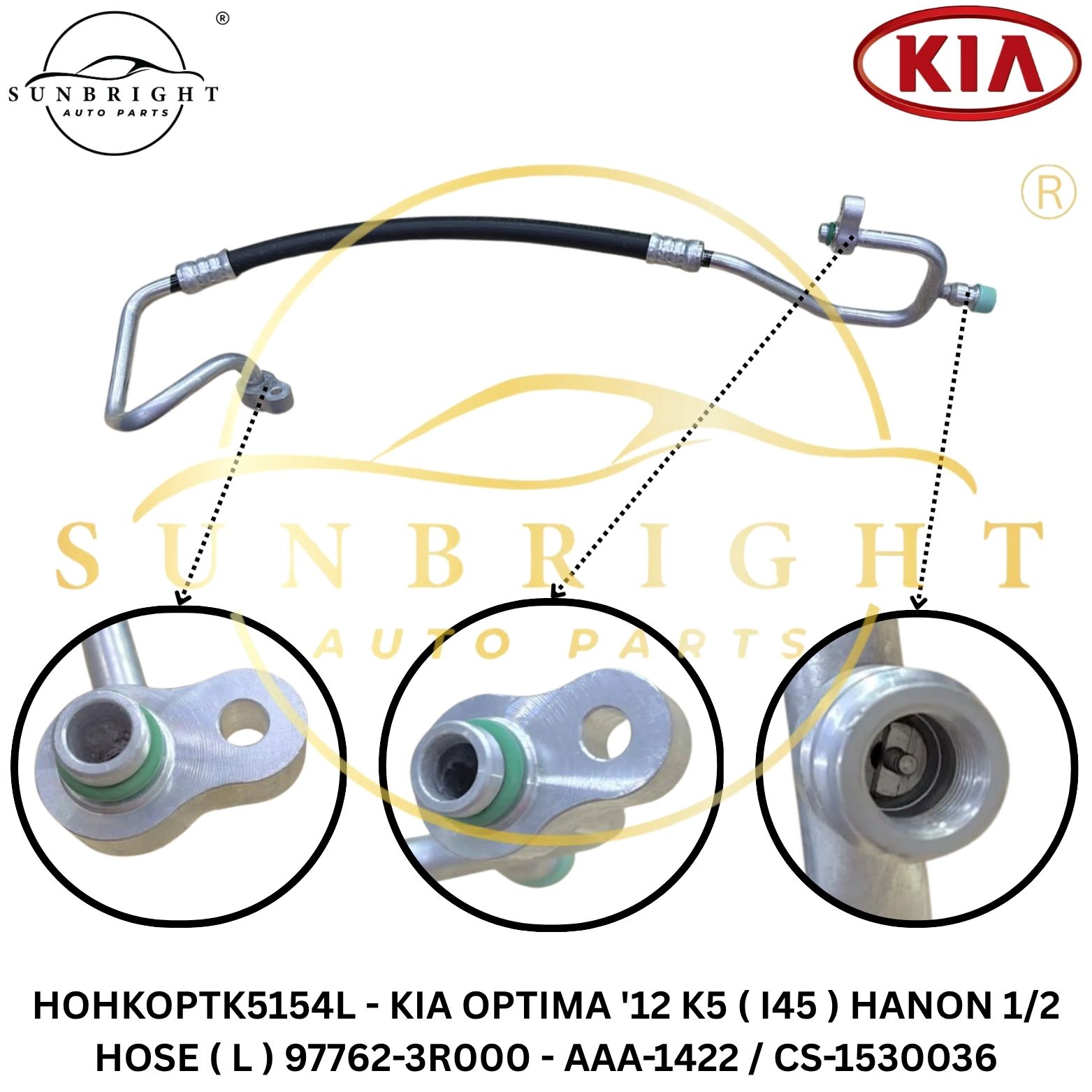 HOHKOPTK5154L - KIA OPTIMA '12 K5 ( I45 ) HANON 1/2 HOSE ( L ) 97762-3R000 - AAA-1422 / CS-1530036