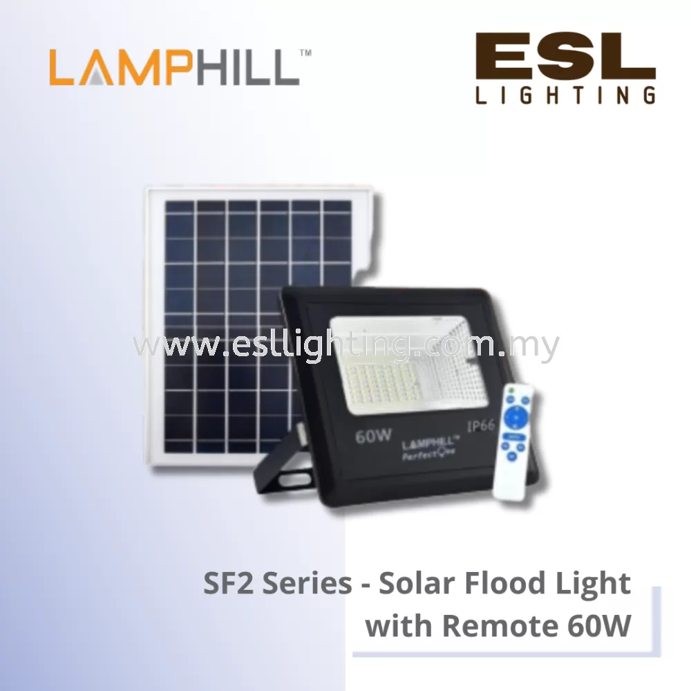 LAMPHILL SF2 Series Solar Flood Light with Remote - SF2-6065 
