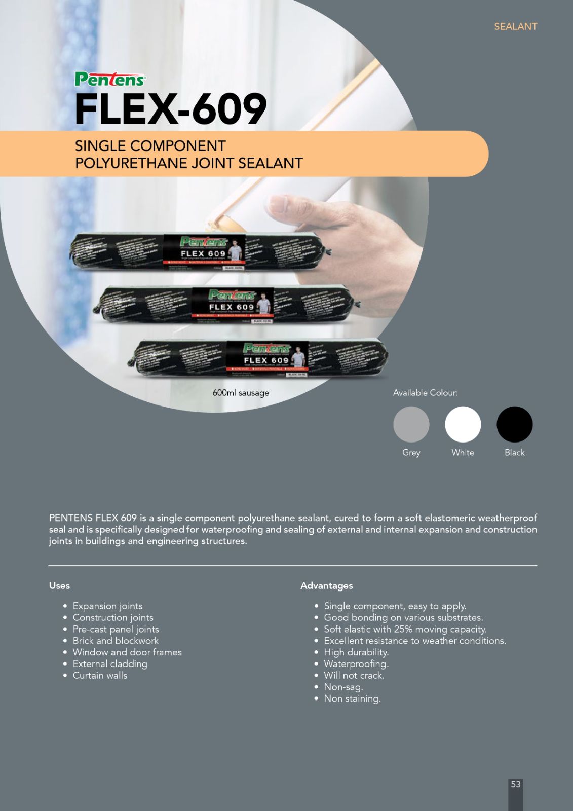Pentens Flex-609  |  Single component polyurethane joint sealant