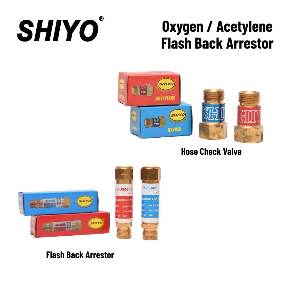 Shiyo Flash Back Arrestor For Regulator /Hose Check Valve  - Oxygen/Acetylene