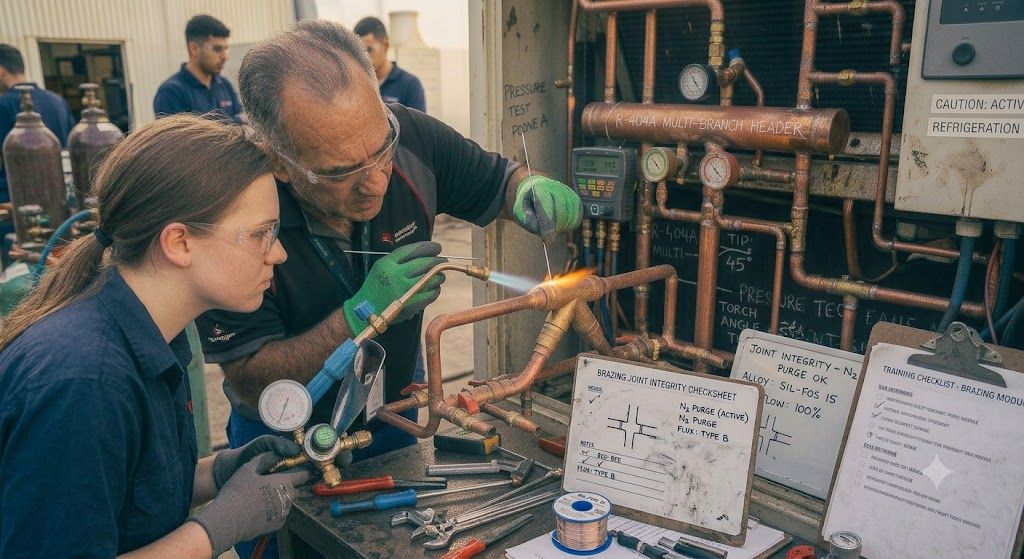 refrigeration copper pipe installation brazing skills