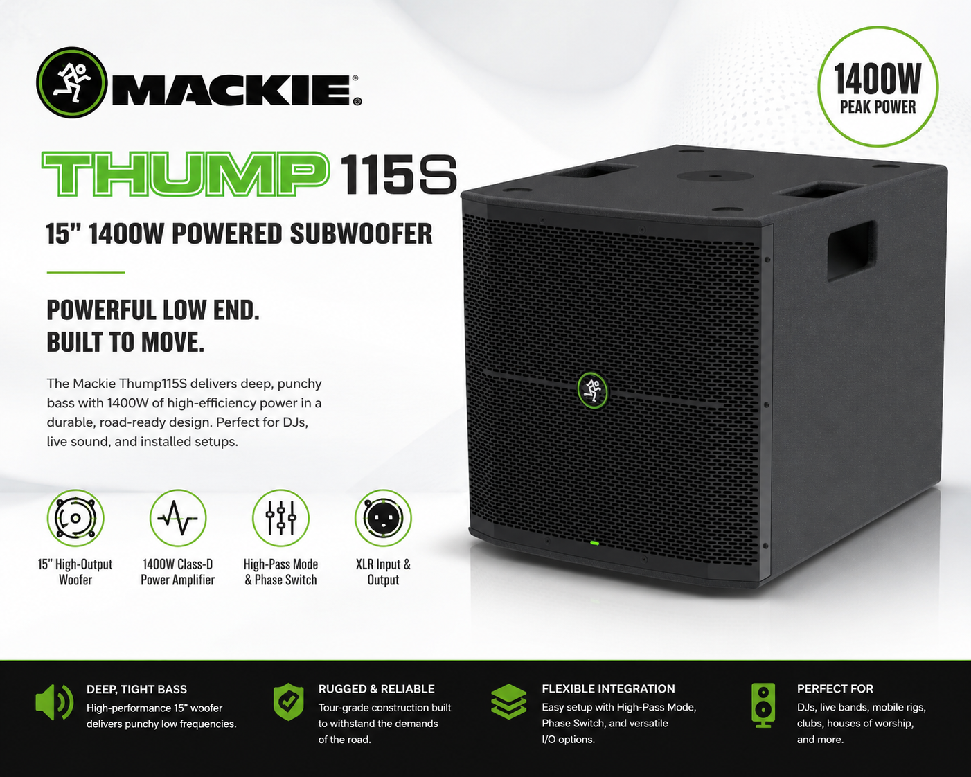 Mackie Thump115S Subwoofer Aktif Output Tinggi 15 Inci 1400W