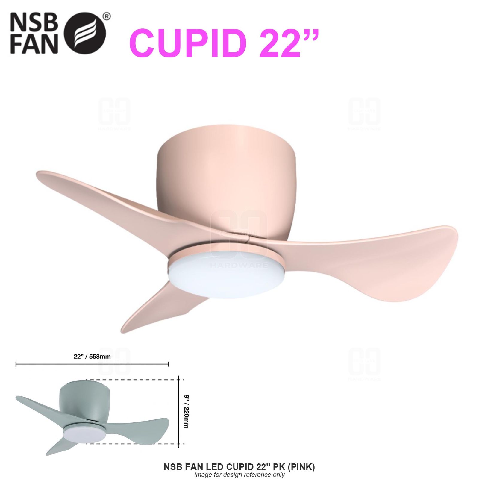 NSB FAN LED CUPID 22" PK PINK