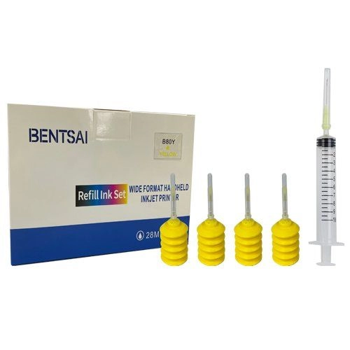 BENTSAI HFE-2003 Yellow Original Water Based Refill Ink Cartridge for B30 B80 Handheld printer - 4 Packs (Ink Cartridges Malaysia)
