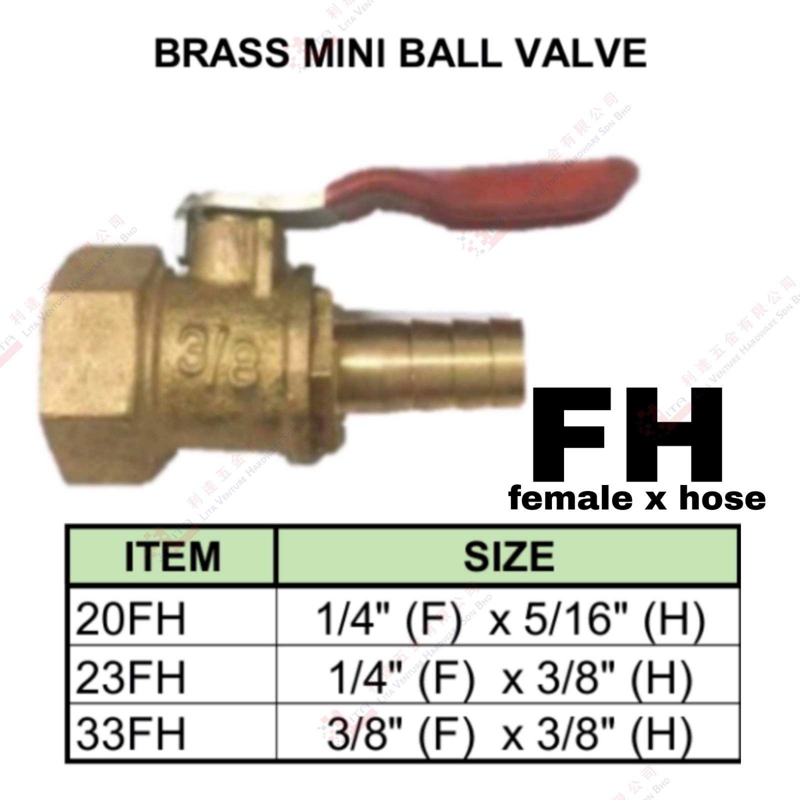 BRASS MINI BALL VALVE FH - 20FH 23FH 33FH