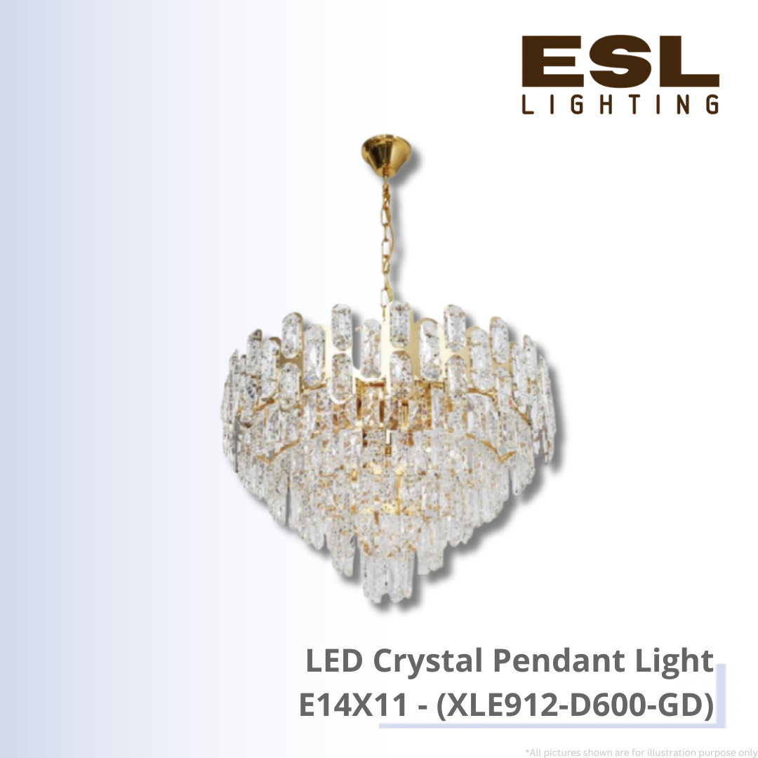 LED Crystal Pendant Light E14X6  - XLE912-D600-GD
