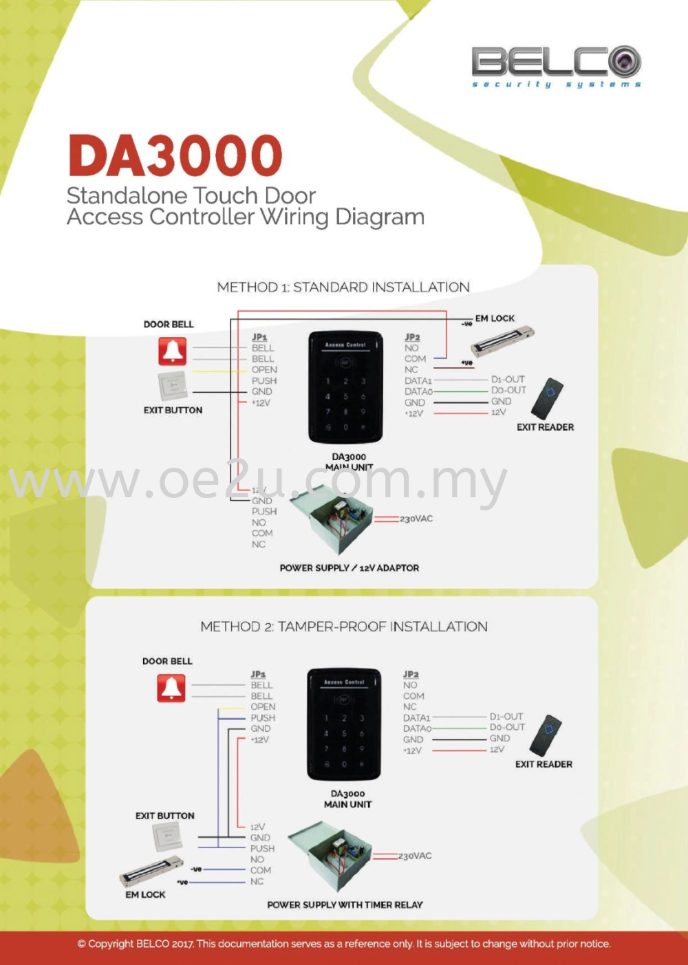 BELCO DA3000 Door Access System (Complete with Basic Door Access Accessories)