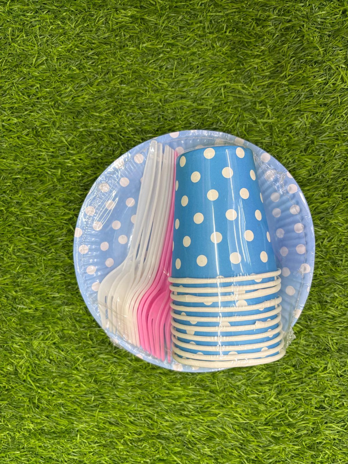 7inch Round Paper Plate & Cup with Fork 10pcs (P-7RPCF)