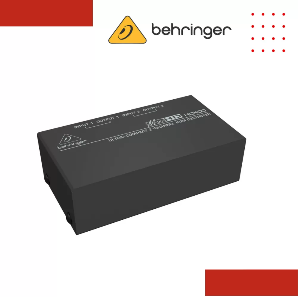 Behringer HD-400 MicroHD Ultra Compact 2 Channel Hum Eliminators Destroyer Direct Box (HD400 HD 400)