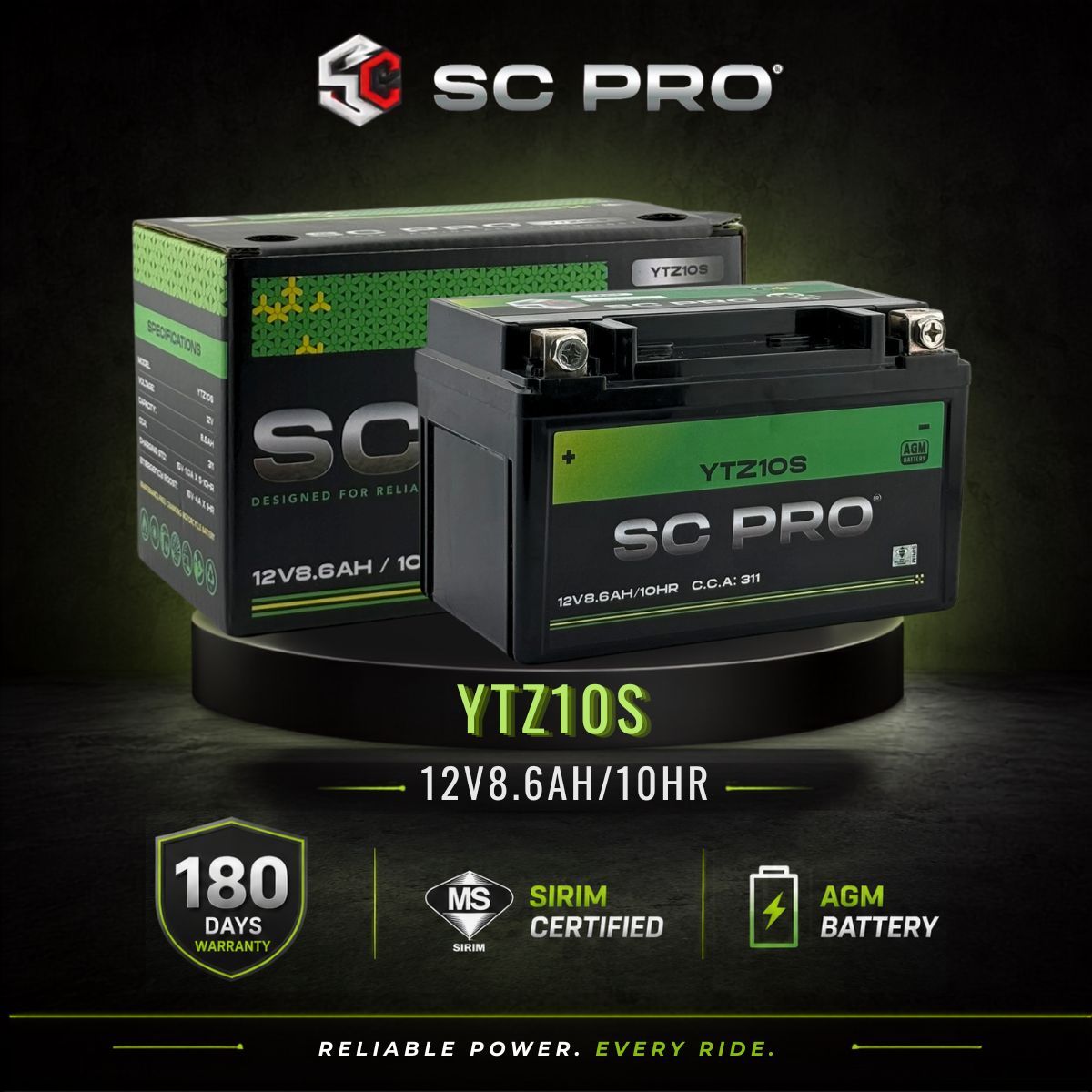 YTZ10S SC PRO - Bateri KTM DUKE 690/TMAX R1 R6/MT MT07 MT09/CB500/CBR 650F/VULCAN S/TRACER/NINJA