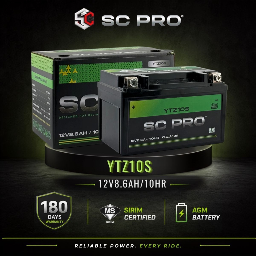 YTZ10S SC PRO - Bateri KTM DUKE 690/TMAX R1 R6/MT MT07 MT09/CB500/CBR 650F/VULCAN S/TRACER/NINJA