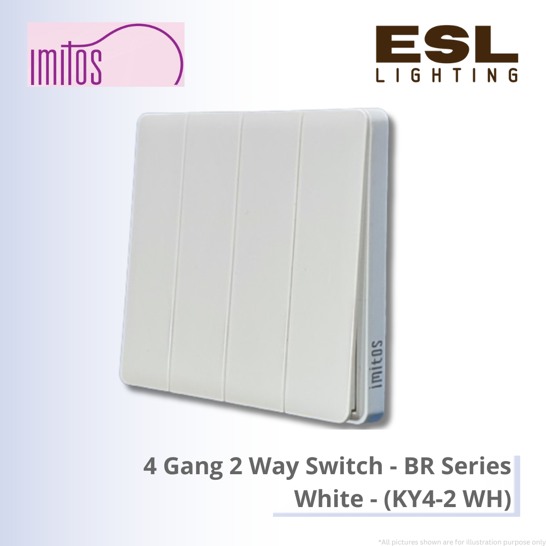 IMITOS 4 Gang 2 Way Switch (BR Series) White - KY4-2 WH [SIRIM]