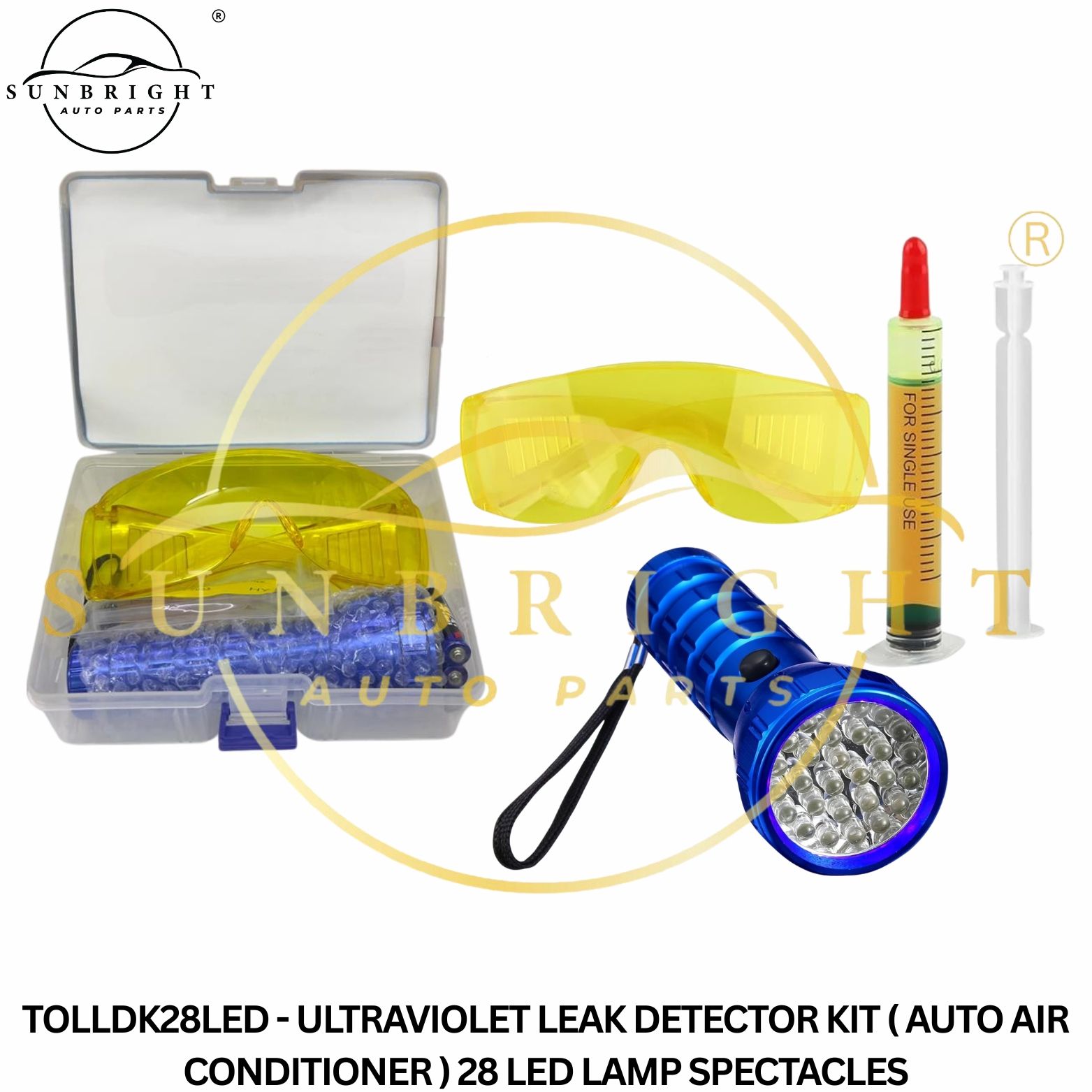 TOLLDK28LED - ULTRAVIOLET LEAK DETECTOR KIT ( AUTO AIR CONDITIONER ) 28 LED LAMP SPECTACLES