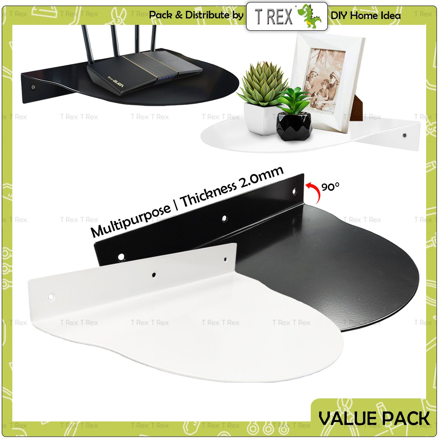 T Rex DIY Metal Wall-Mounted Wifi Router Shelve Rack