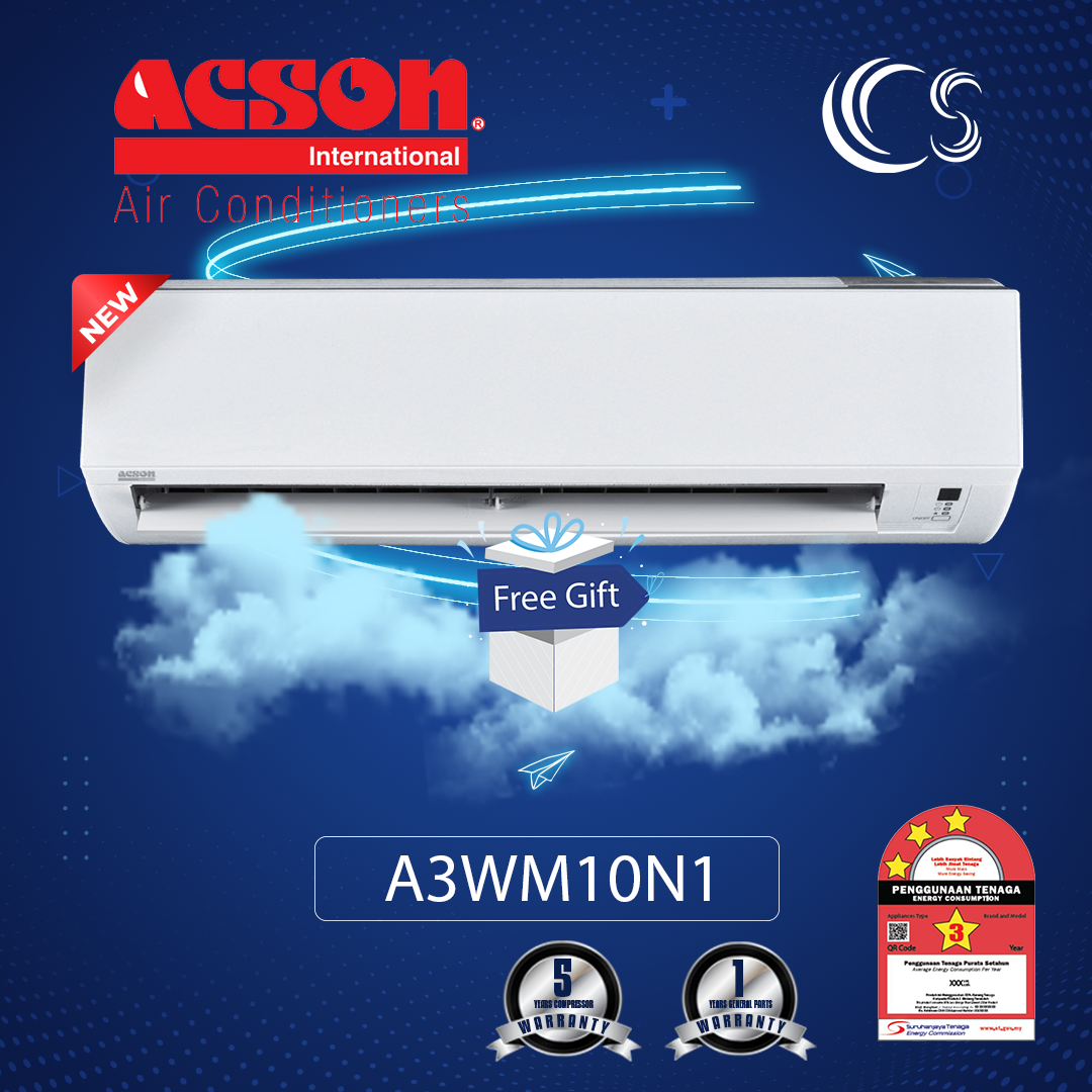 (A3WMY10N) Acson Air Conditioner Inverter R32 1.0HP - 2.5HP + My Eco + Advance Filtering Technology (Deliver by seller within Klang Valley area)