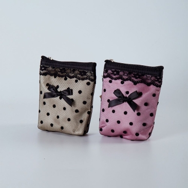 UNIGOLD DOT LACE POUCH small purse square purse  ZIP BAG Bag Zip Barang Kemas