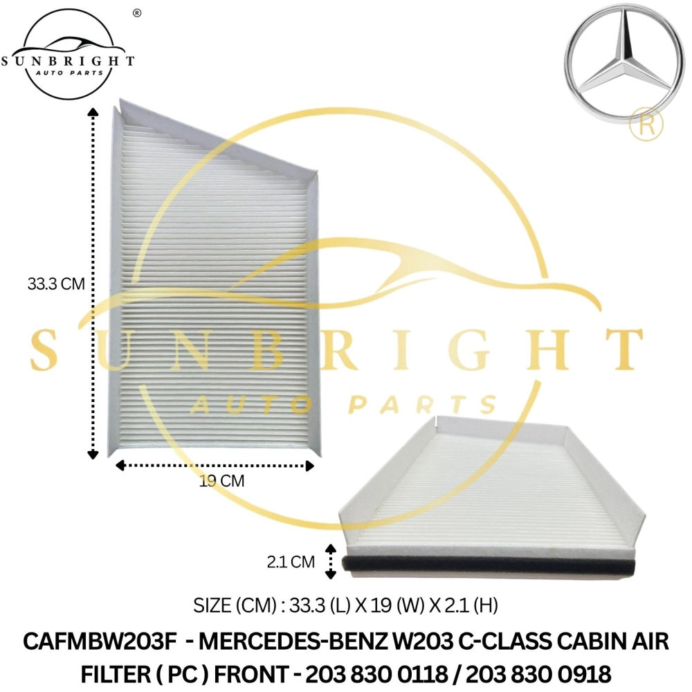 CAFMBW203F - MERCEDES-BENZ W203 C-CLASS CABIN AIR FILTER ( PC ) FRONT - 203 830 0118 / 203 830 0918