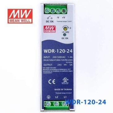Mean Well Slim And Ultra Wide Input Voltage Din Rail Power Supply Unit WDR-120-24 SDR-120 High Performance MeanWell  Single Or Two Phase 180-550VAC
