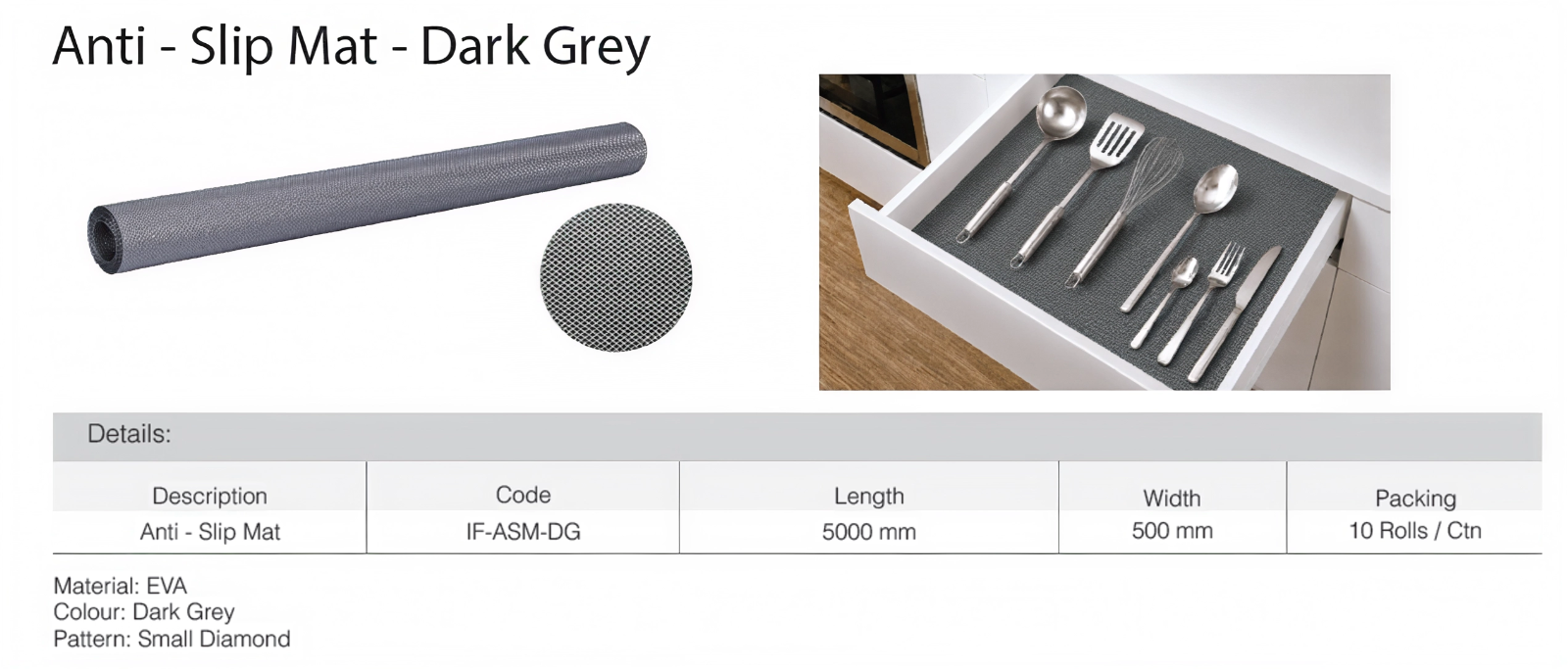Eco Ware Anti Slip Mat Dark Grey