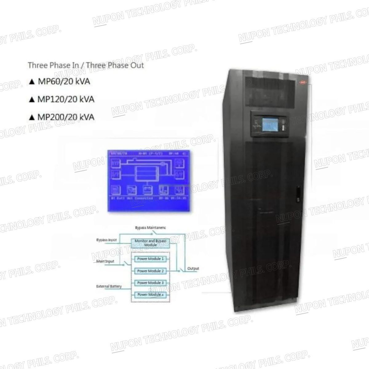 Three Phase Online UPS; 20KVA Modular Type