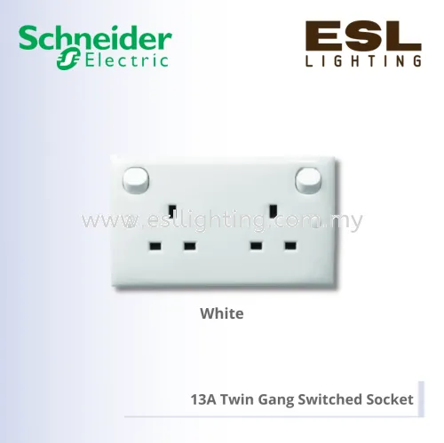 SCHNEIDER S-Classic 13A Twin Gang Switched Socket  - E25R_WE_G11