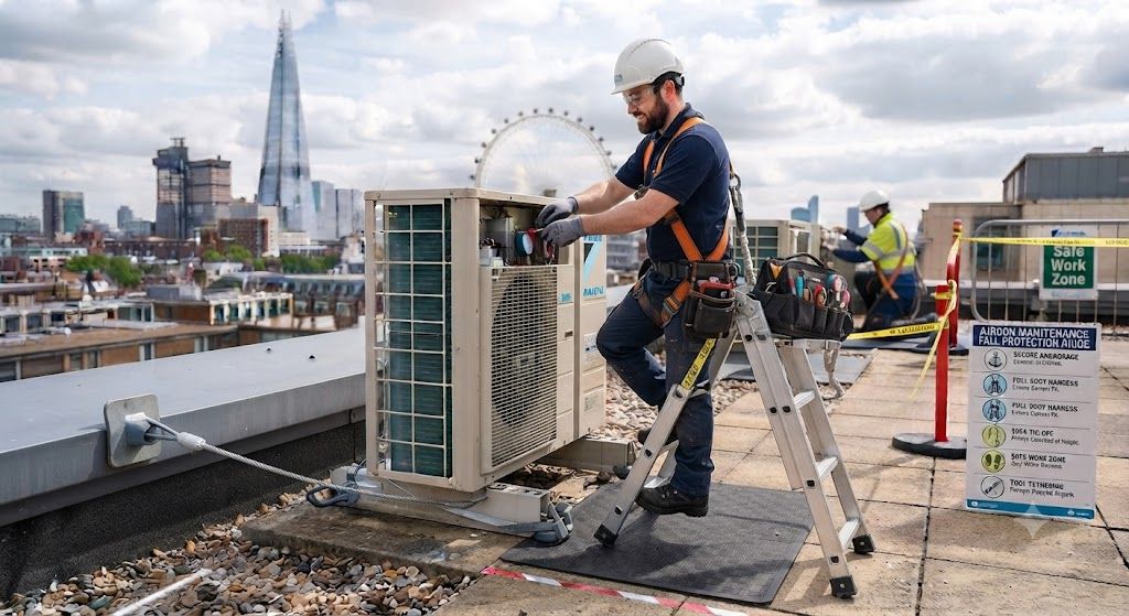 safe ladder use for aircon maintenance