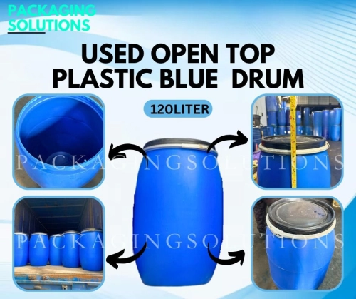 Used Open Top Plastic Blue Drum - 120L