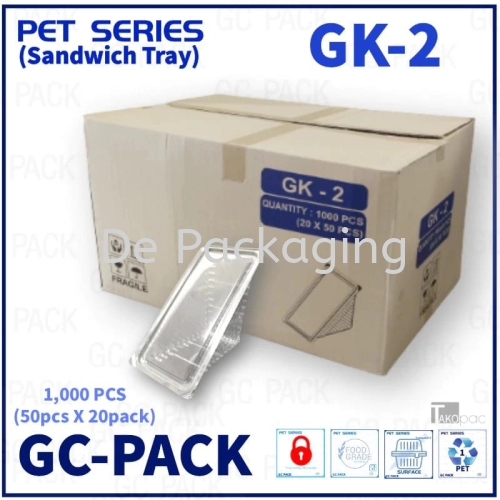 GK-2 Sandwich Box With Lock - Flat Bottom (20pkts/ctn)