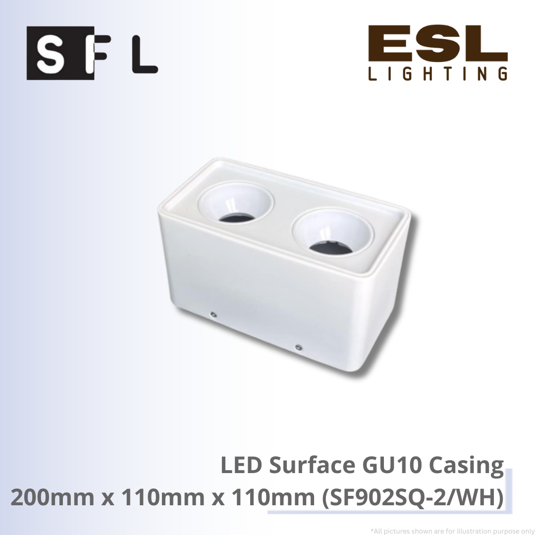SFL LED Surface GU10 Casing 200mm × 110mm × 110mm - SF902SQ-2/WH