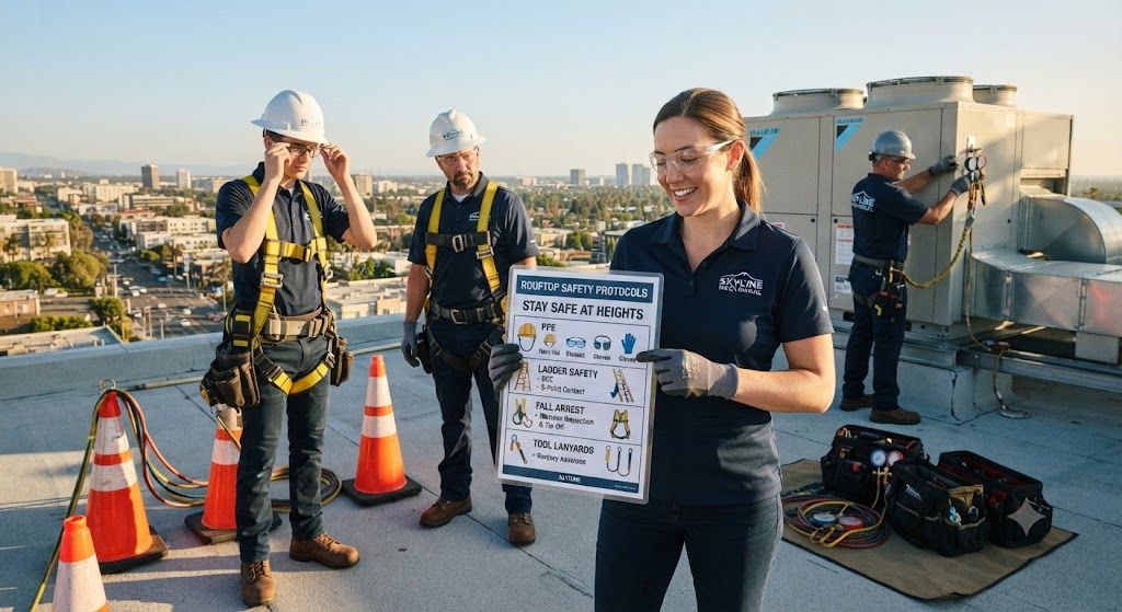 commercial aircon technician rooftop safety procedures
