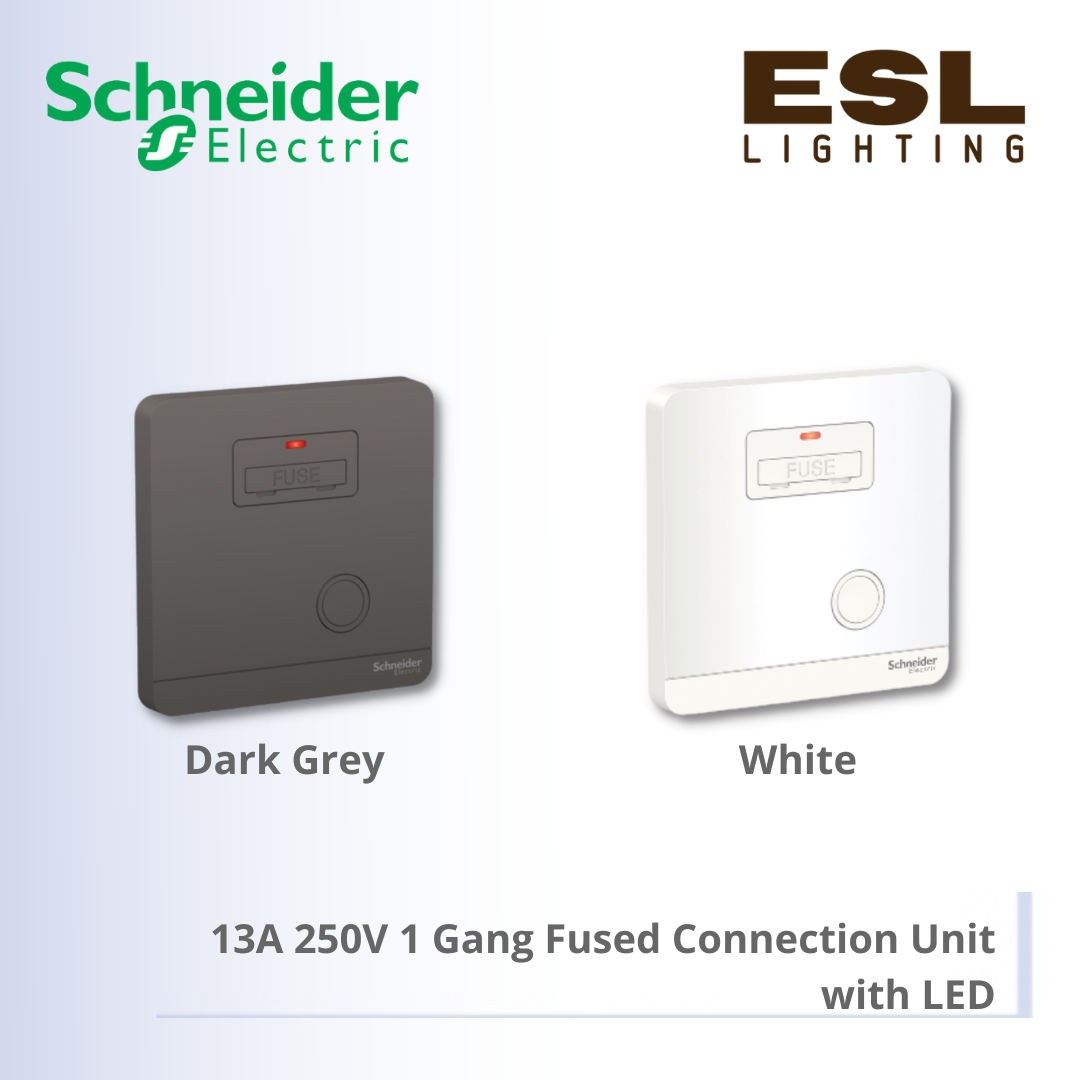 SCHNEIDER AvatarOn 13A 250V 1 Gang Fused Connection Unit with LED - E8330FSGN_WE_G11 E8330FSGN_DG_G11