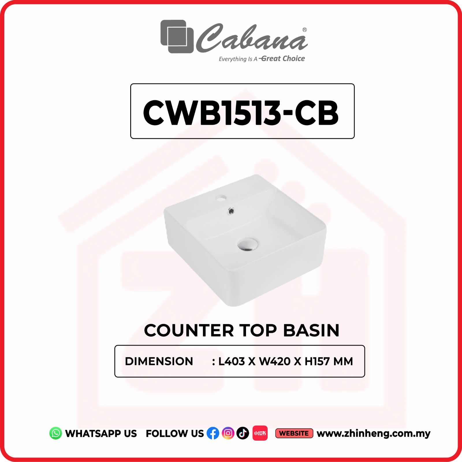 CABANA CWB1513-CB COUNTER TOP BASIN