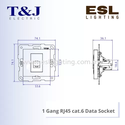 T&J LAVINA"95" SERIES 1 Gang RJ45 cat.6 Data Socket - JC821PC-W-LAL / JC821PC-W-LBE / JC821PC-W-LBL / JC821PC-W-LBR / JC821PC-W-LGR / JC821PC-W-LIV / JC821PC-W-LLA / JC821PC-W-LSI / JC821PC-W-LTP / JC821PC-W-LWH