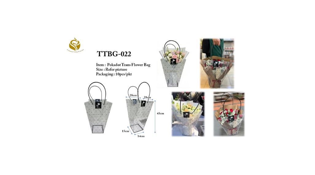 Polka Dot Flower Bag – Transparent Clear Bouquet Gift Wrapper (TTBG-022)