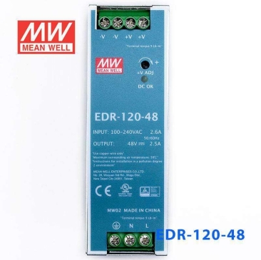 Mean Well EDR-120-48 120Watt 48vdc Single Output Power Supply Unit PSU Din Rail Mounting Slim & Economical Series MeanWell SMPS Malaysia