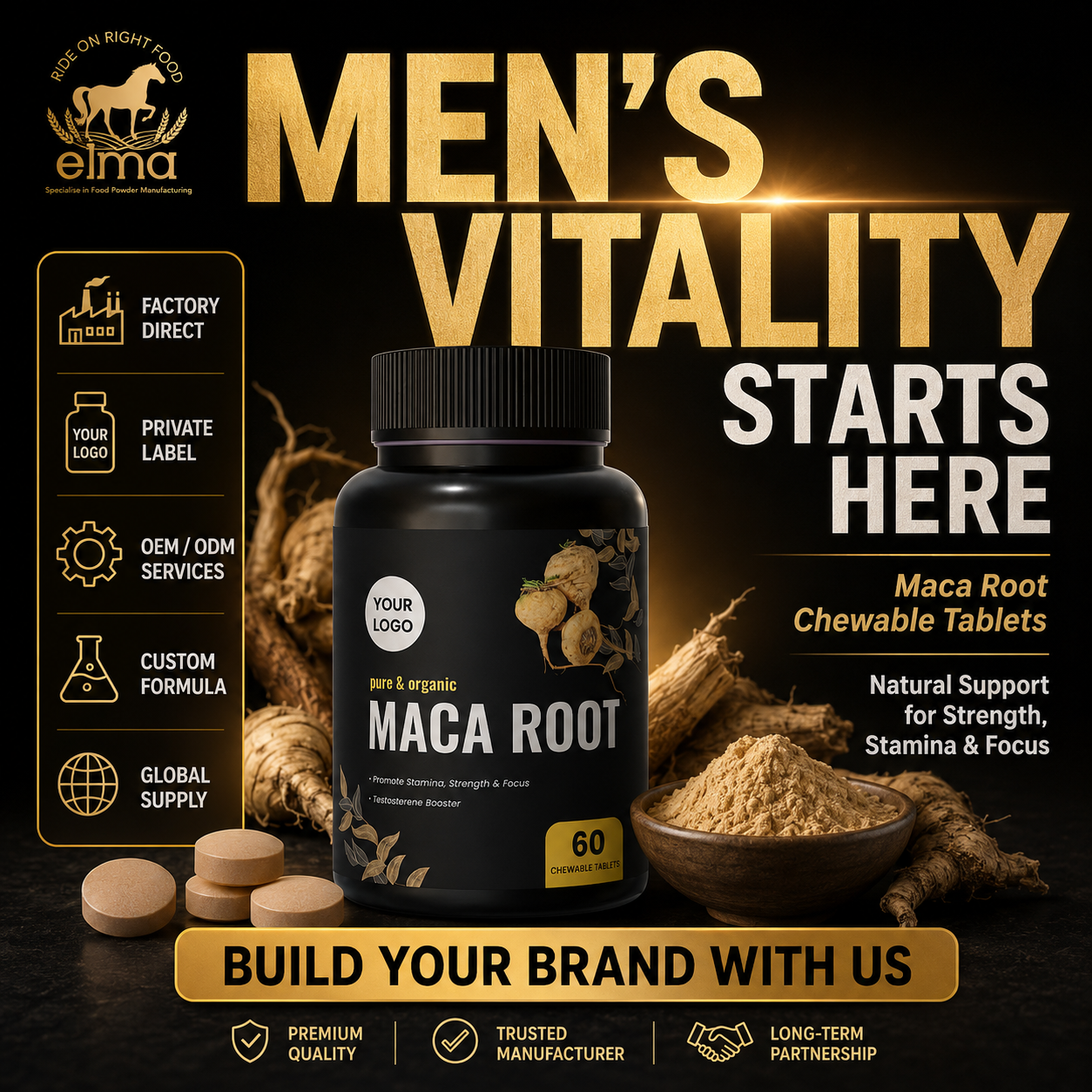 Private Label Maca Supplement Tablets – GMP HACCP Certified Factory