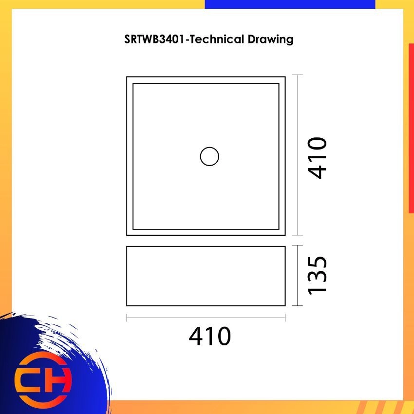 SORENTO COUNTER TOP DESIGNER BASIN SRTWB3401 ( L410xW410xH135mm )