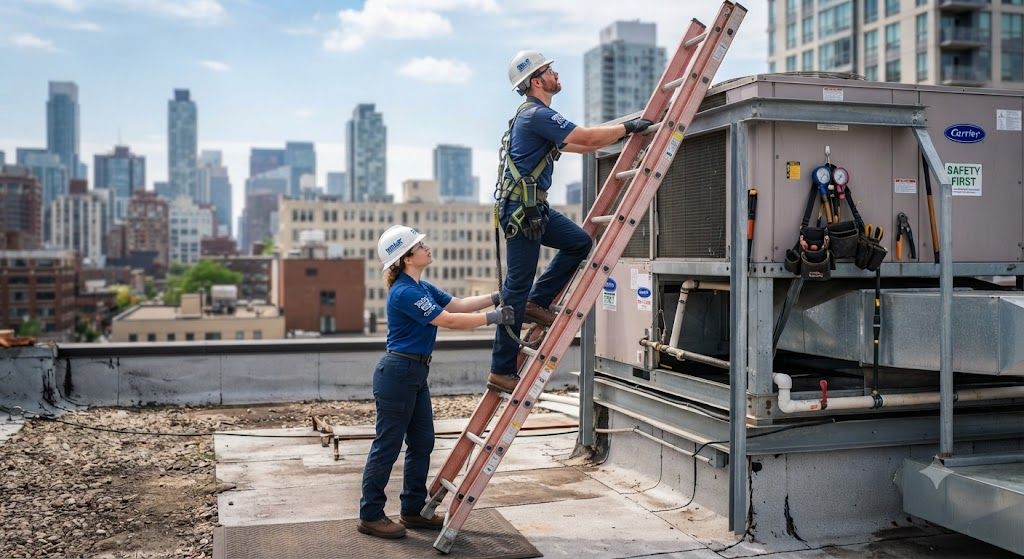 HVAC technician ladder safety guide