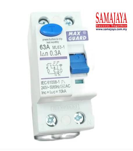 Maxguard 63A 2 Pole 0.3A/ 300mA ELCB/ RCCB