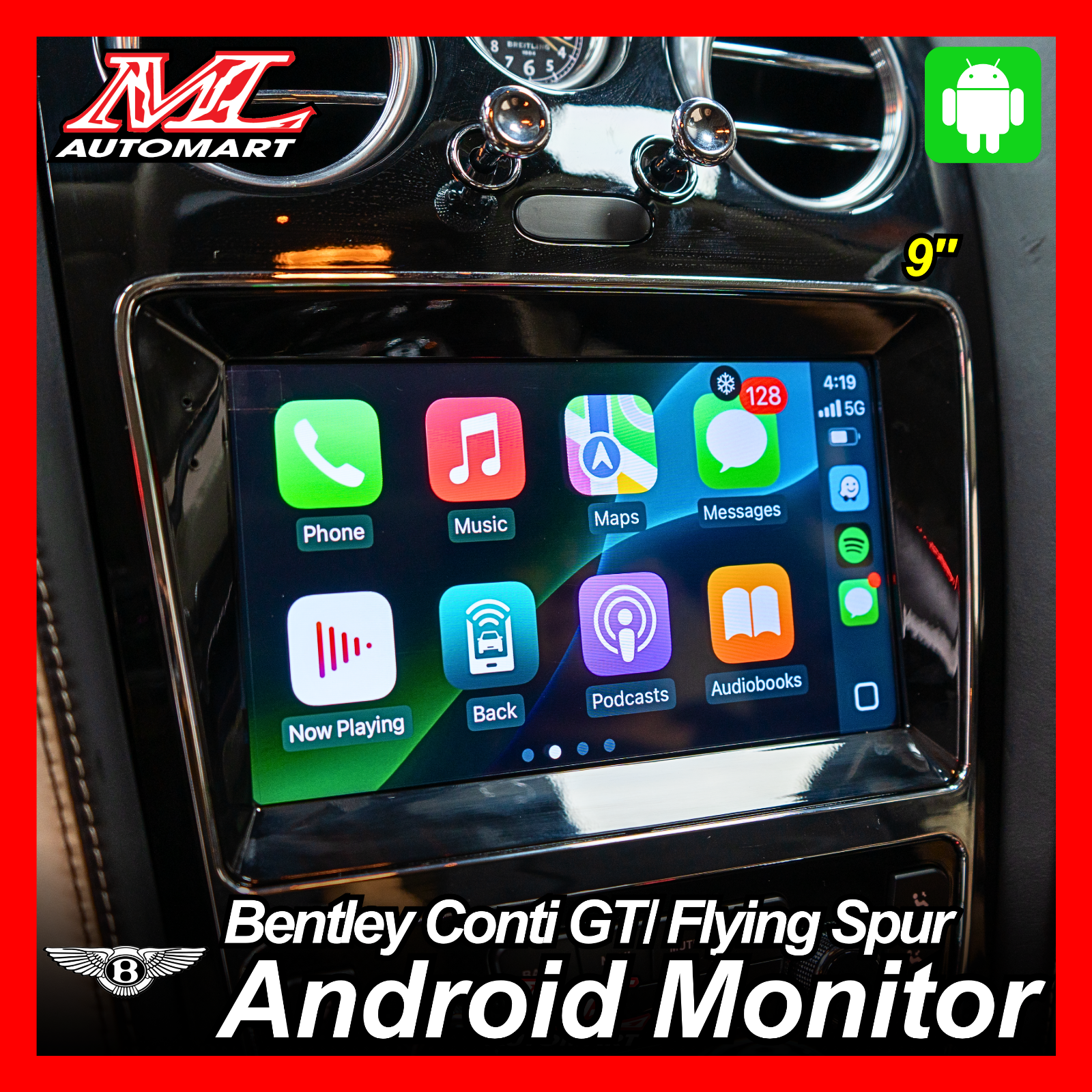 Bentley Continental GT/ Flying Spur Android Monitor (9")