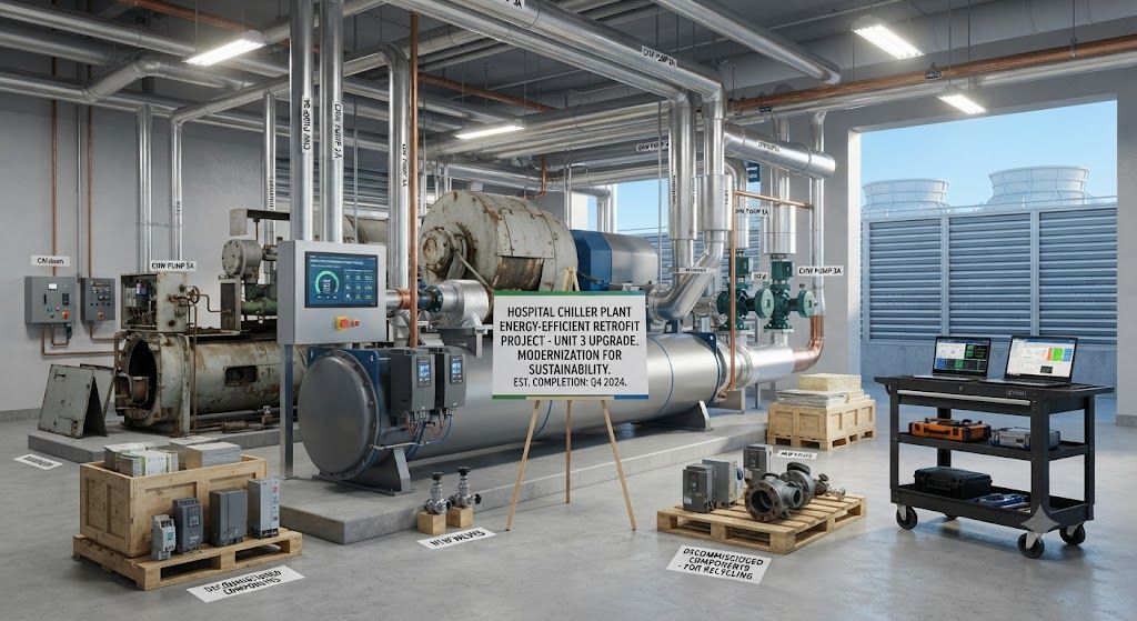 Hospital chiller energy-efficient retrofit