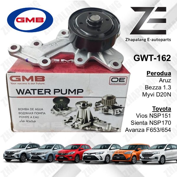 GMB Water Pump GWT-162A For Perodua Aruz Bezza Myvi D20N Toyota Vios NSP151 Sienta NSP170 Avanza F653 F654