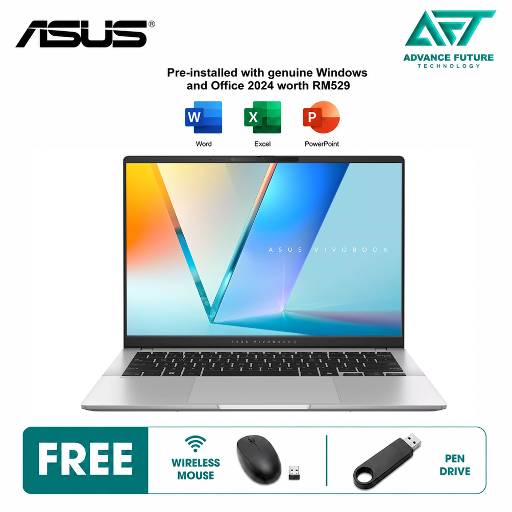Asus VivoBook S 14 OLED S5406S-ASLSF322WSP 14" WUXGA Laptop Cool Silver ( Intel Core Ultra 5 226V, 16GB, 512GB SSD, Intel, W11, H&S 2024&M365 )