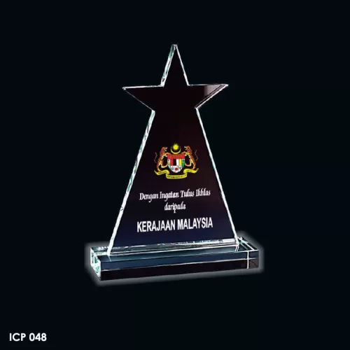 Crystal Trophy with Eco-Friendly Everlasting Direct UV Emboss Printing & Inner Laser - ICP 048