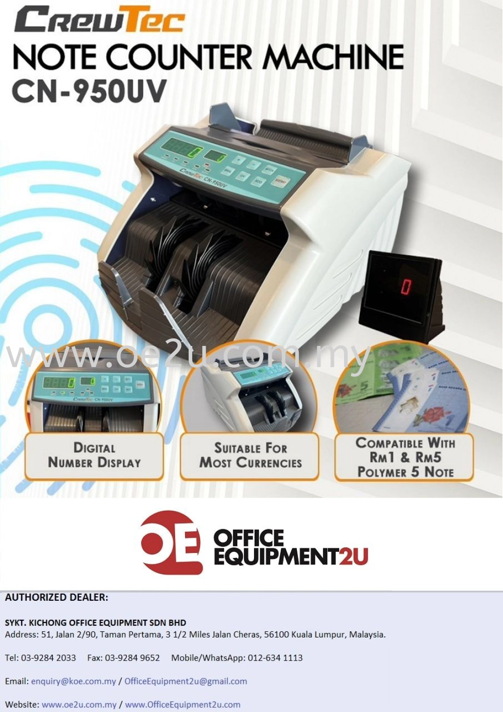 CrewTec CN-950UV Banknote Counter Machine