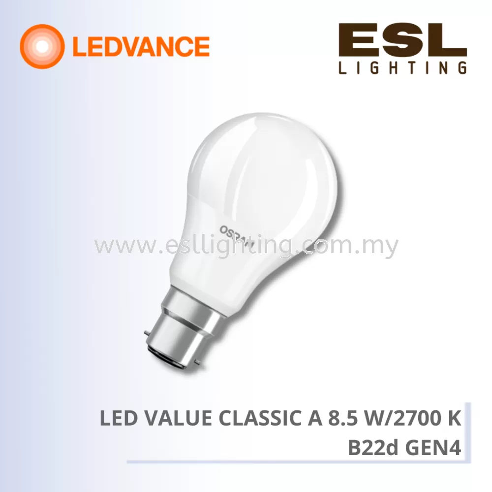 LEDVANCE LED VALUE CLASSIC A 8.5 W/2700 K B22d GEN4 - 4058075202085